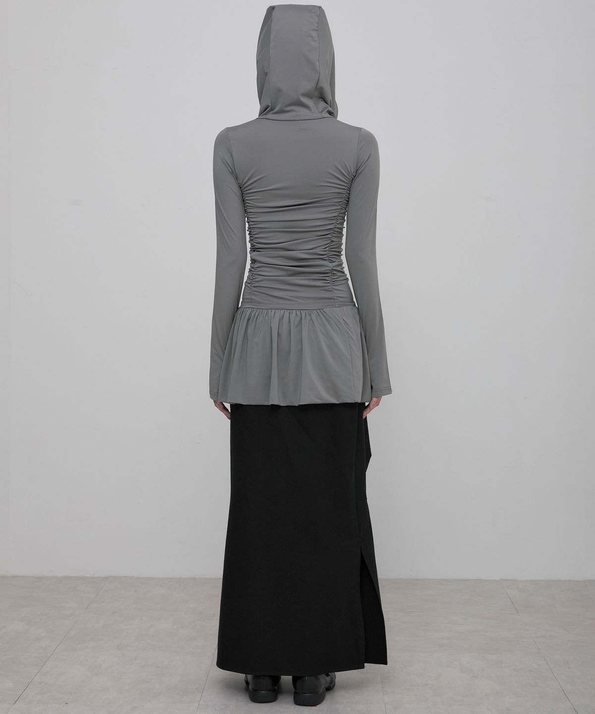 플레어업(FLAREUP) Hooded High Neck Long Dress (FL-185_Gray)