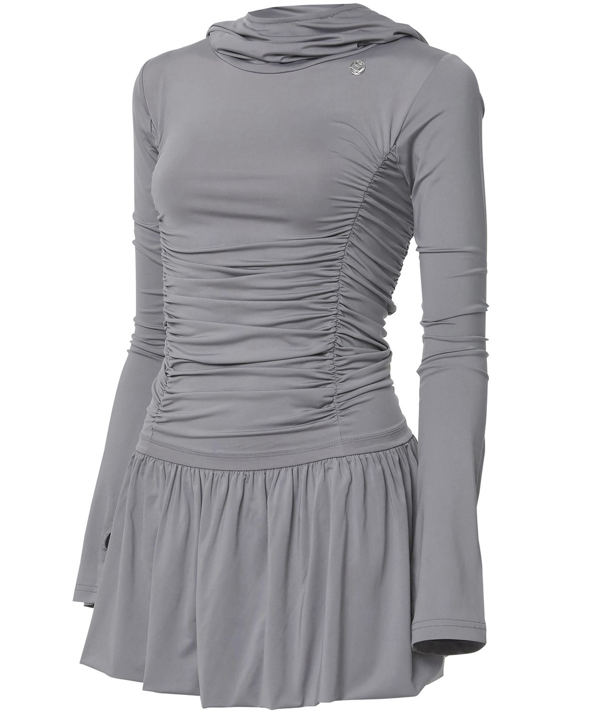 플레어업(FLAREUP) Hooded High Neck Long Dress (FL-185_Gray)