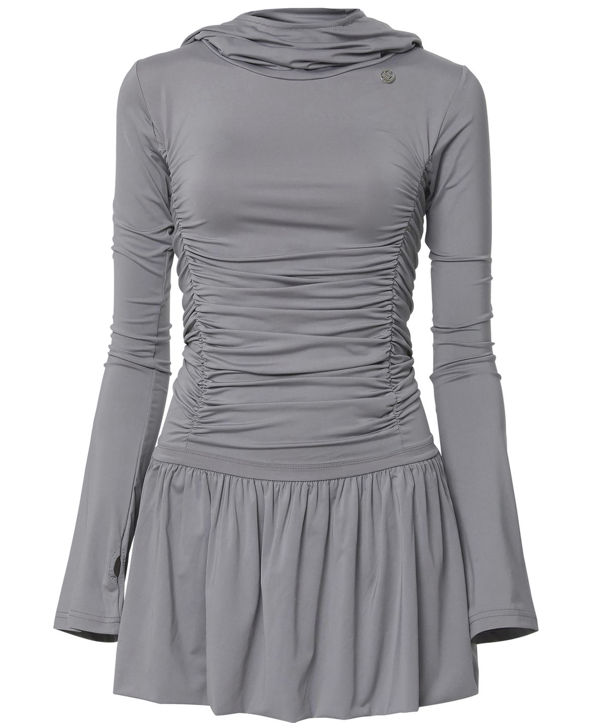 플레어업(FLAREUP) Hooded High Neck Long Dress (FL-185_Gray)