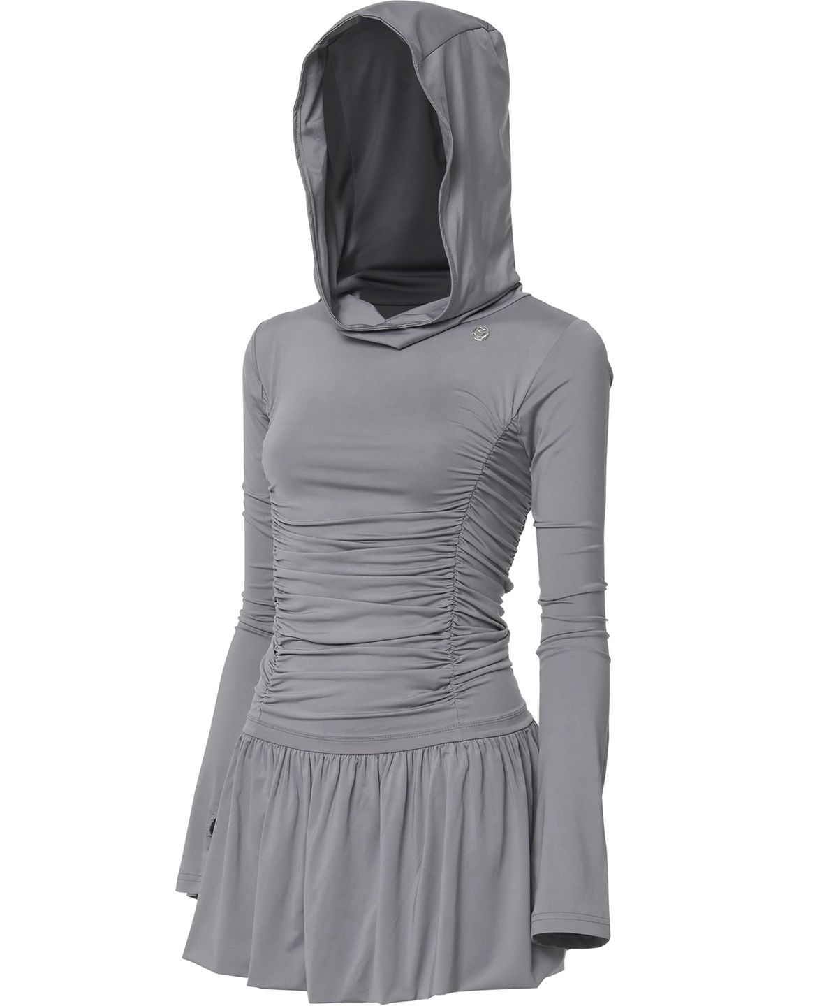 플레어업(FLAREUP) Hooded High Neck Long Dress (FL-185_Gray)