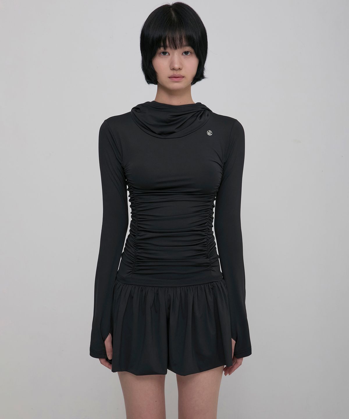 플레어업(FLAREUP) Hooded High Neck Long Dress (FL-185_Black)