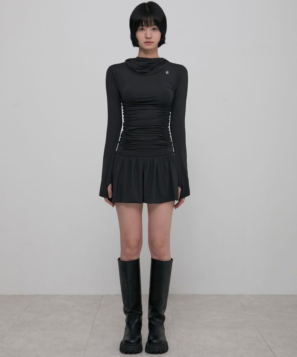 플레어업(FLAREUP) Hooded High Neck Long Dress (FL-185_Black)