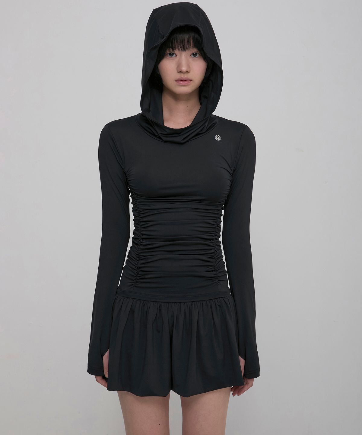 플레어업(FLAREUP) Hooded High Neck Long Dress (FL-185_Black)