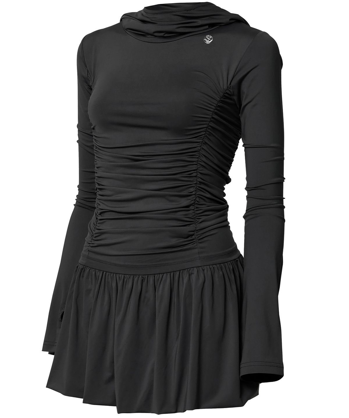 플레어업(FLAREUP) Hooded High Neck Long Dress (FL-185_Black)