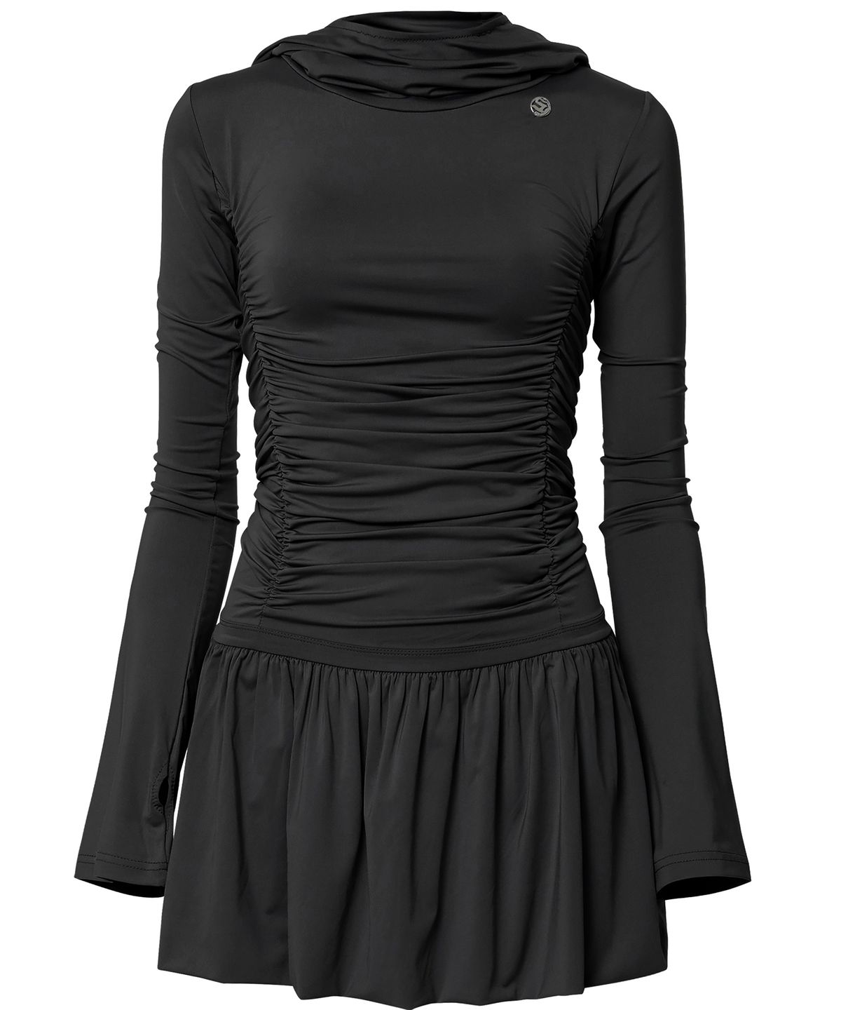 플레어업(FLAREUP) Hooded High Neck Long Dress (FL-185_Black)