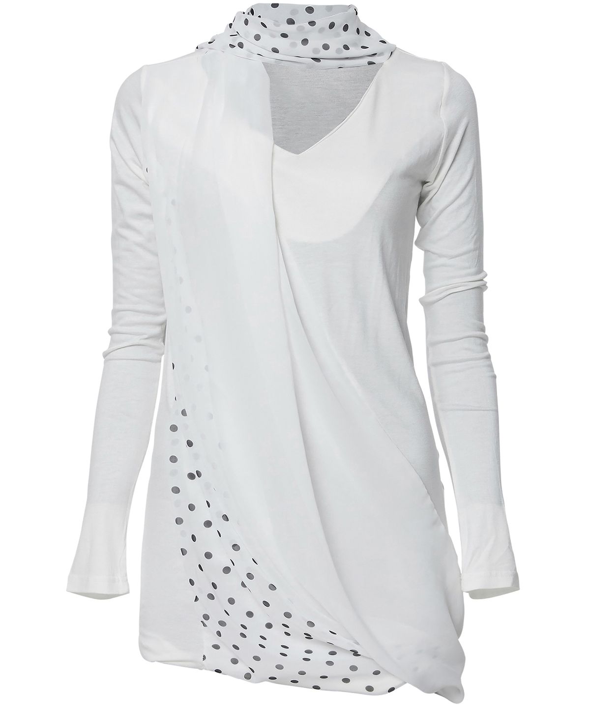 플레어업(FLAREUP) Layered Dot Scarf Long Sleeve (FL-182_White)