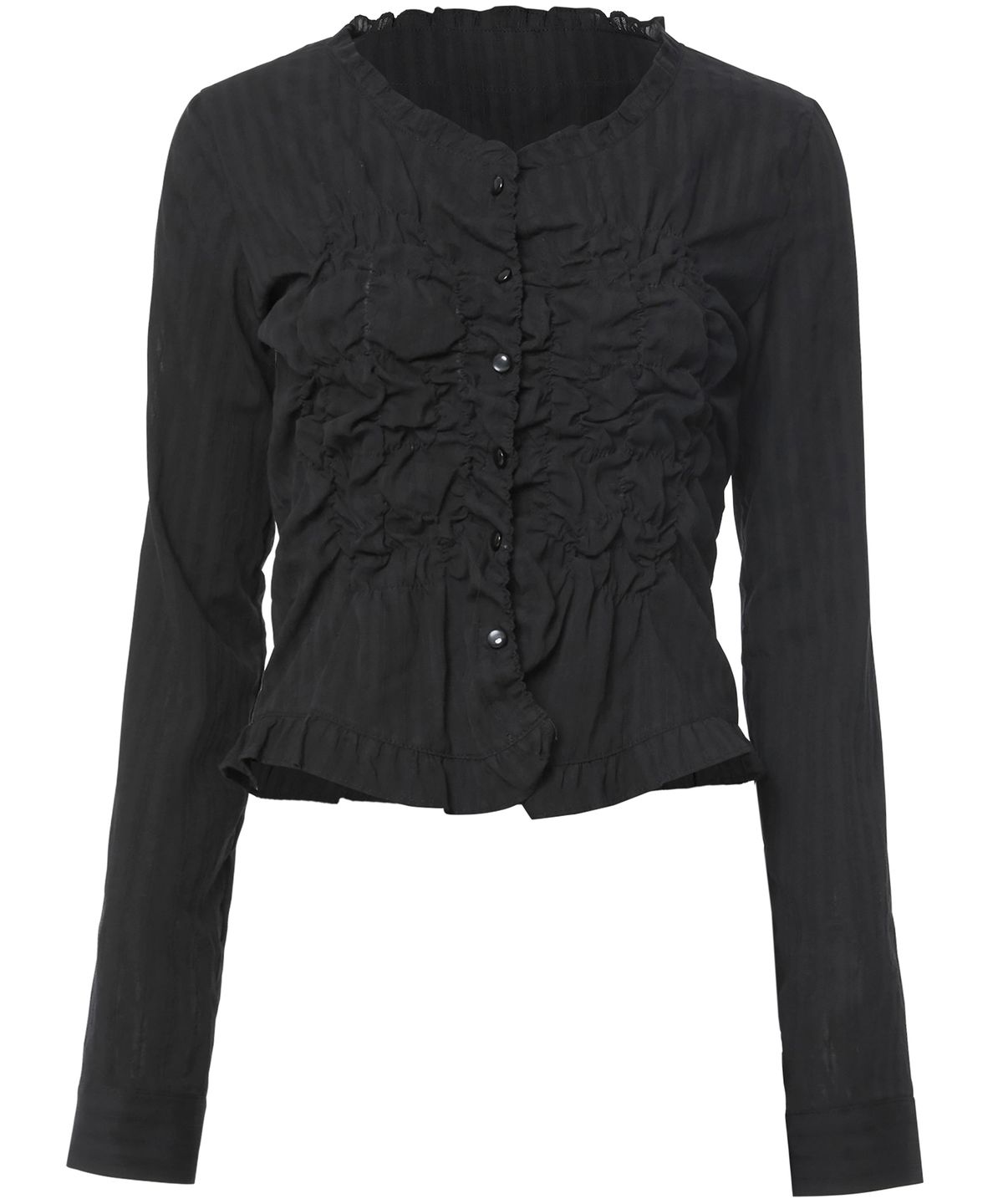 플레어업(FLAREUP) Saya Frill Puff Long Blouse (FL-190_Black)
