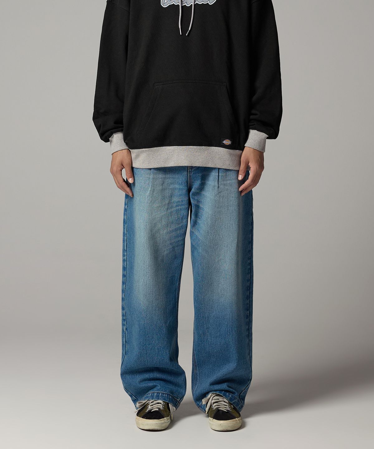 디키즈(DICKIES) 워시드 와이드 데님 팬츠 Medium Blue