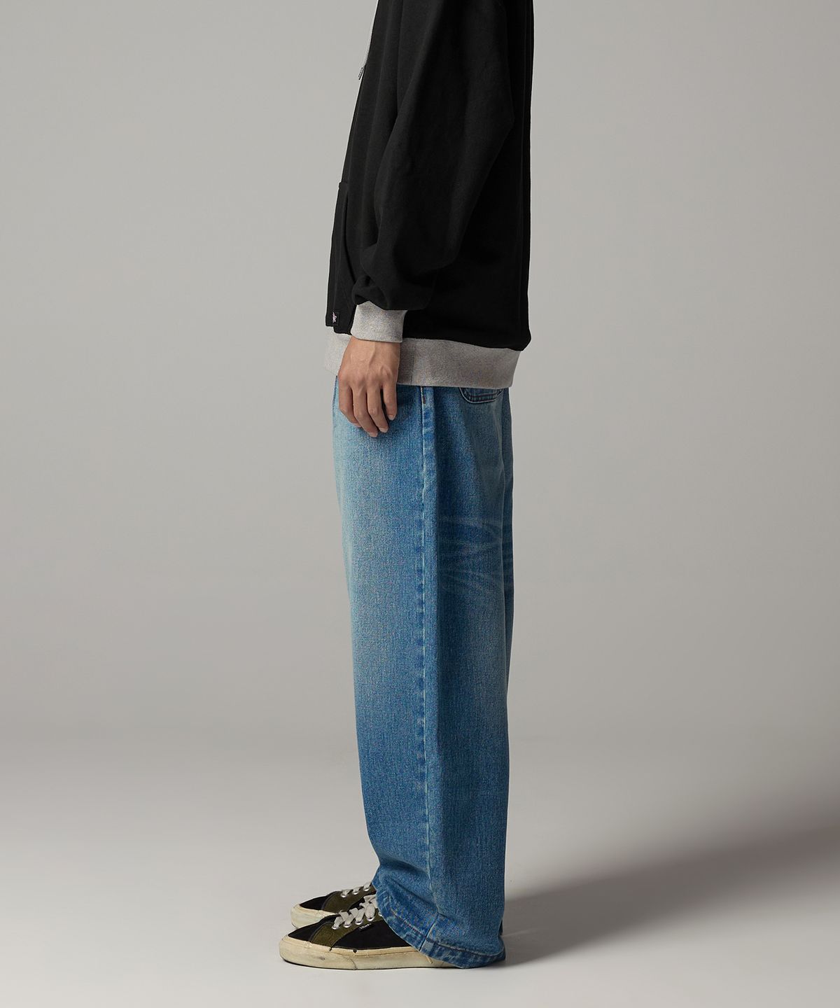 디키즈(DICKIES) 워시드 와이드 데님 팬츠 Medium Blue