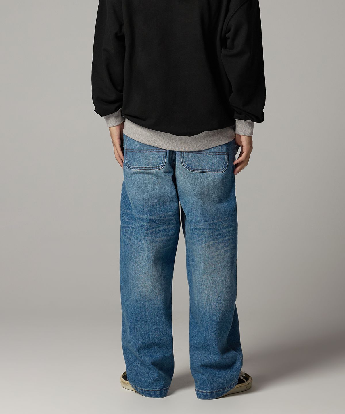 디키즈(DICKIES) 워시드 와이드 데님 팬츠 Medium Blue