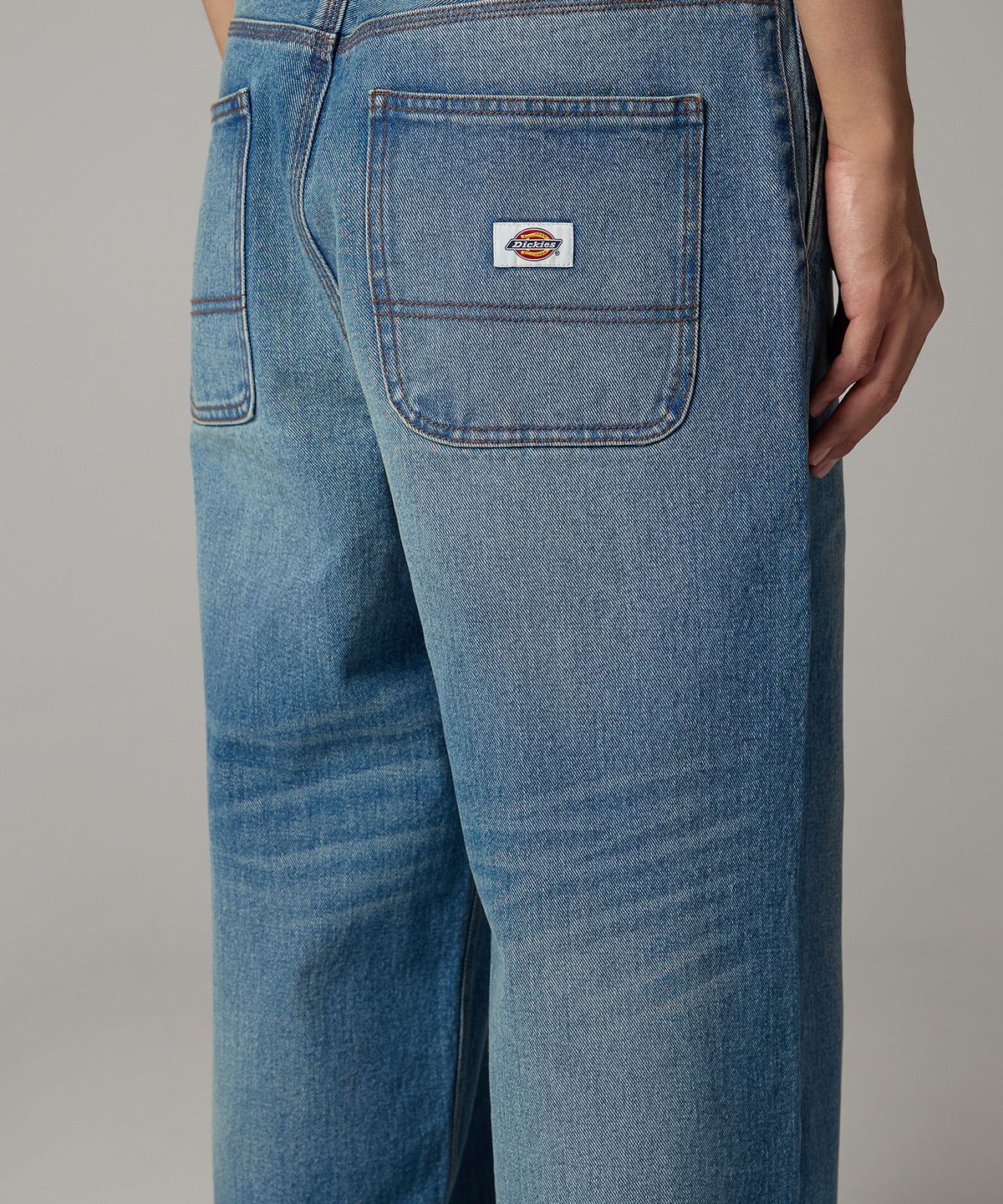 디키즈(DICKIES) 워시드 와이드 데님 팬츠 Medium Blue