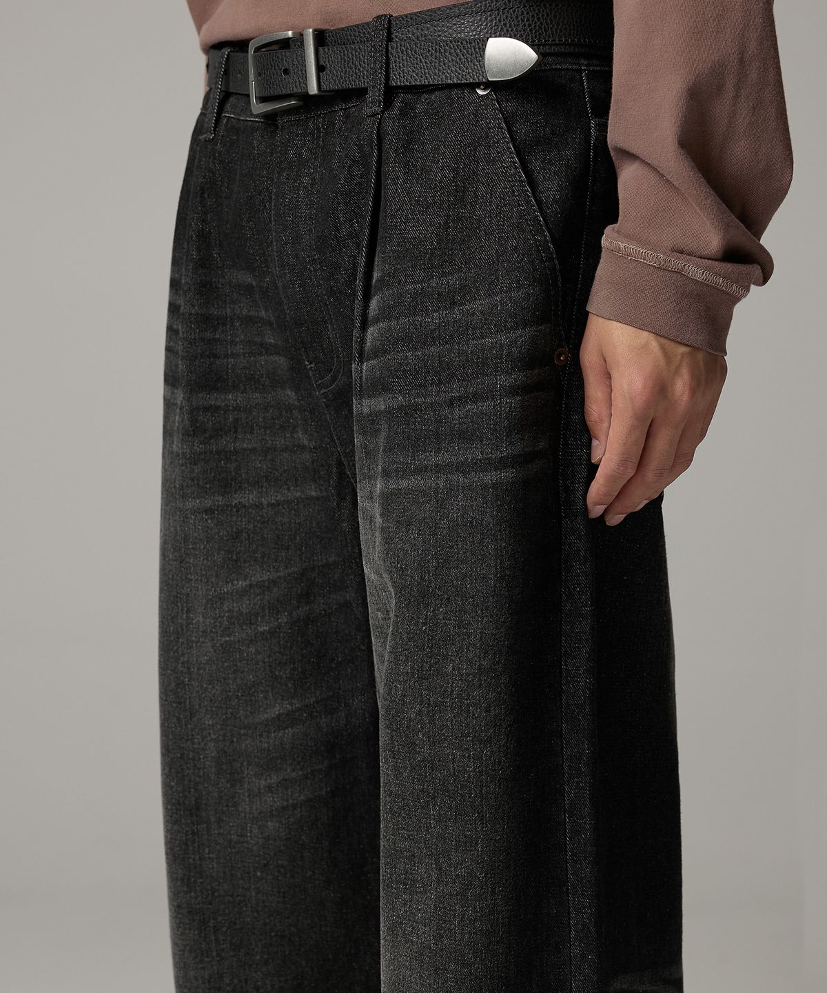디키즈(DICKIES) 워시드 와이드 데님 팬츠 Black