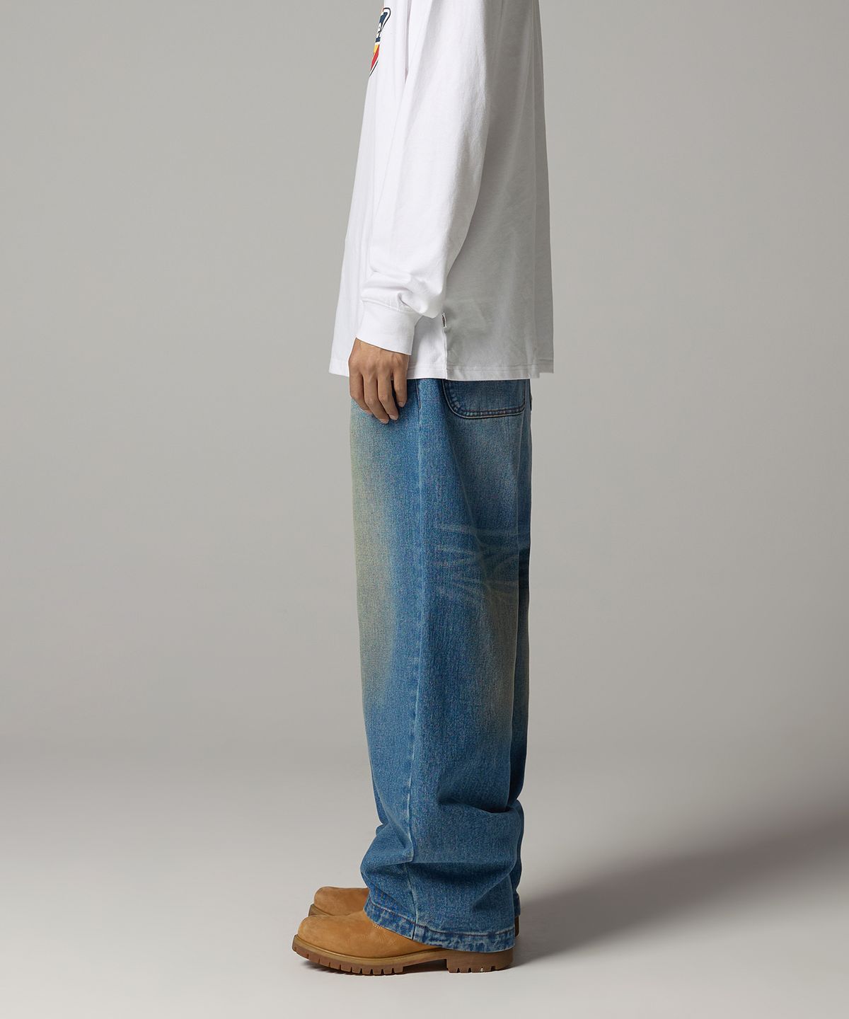 디키즈(DICKIES) 워시드 와이드 데님 팬츠 Washed Oil