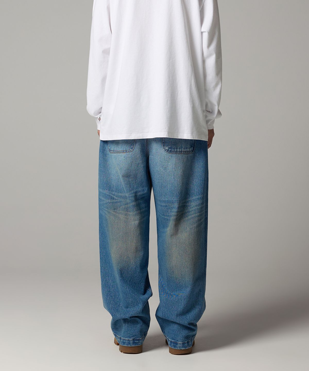 디키즈(DICKIES) 워시드 와이드 데님 팬츠 Washed Oil