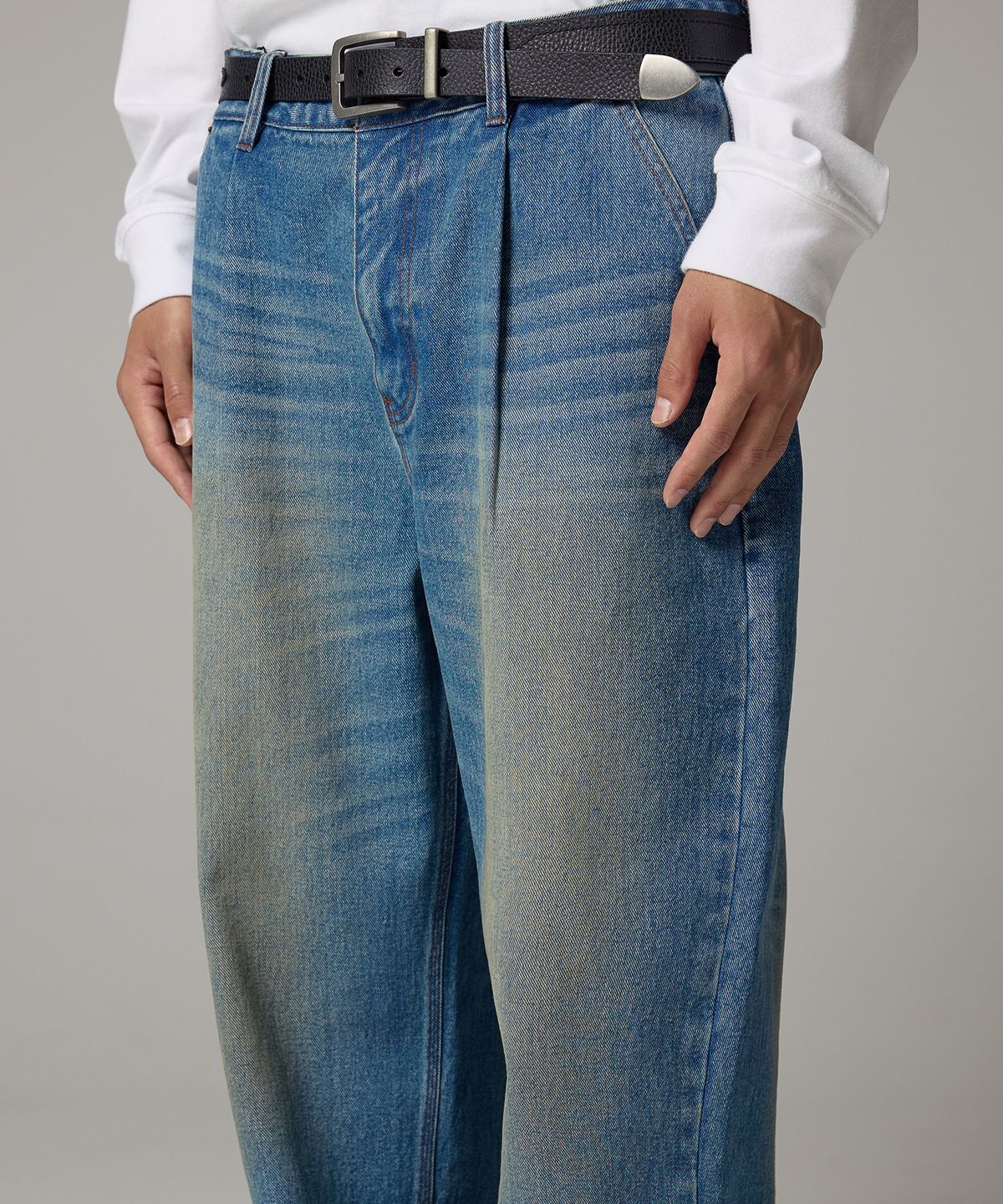 디키즈(DICKIES) 워시드 와이드 데님 팬츠 Washed Oil