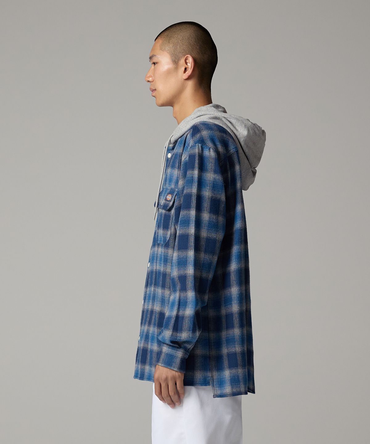 디키즈(DICKIES) 후디드 플란넬 셔츠 Blue