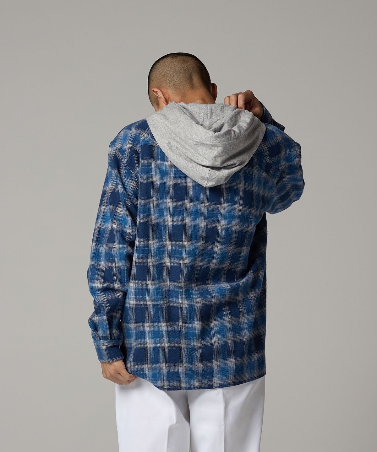 디키즈(DICKIES) 후디드 플란넬 셔츠 Blue