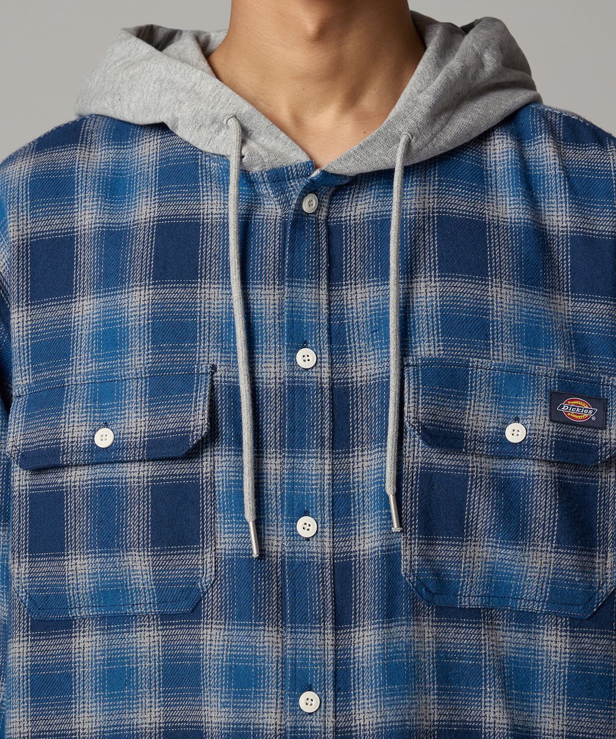 디키즈(DICKIES) 후디드 플란넬 셔츠 Blue