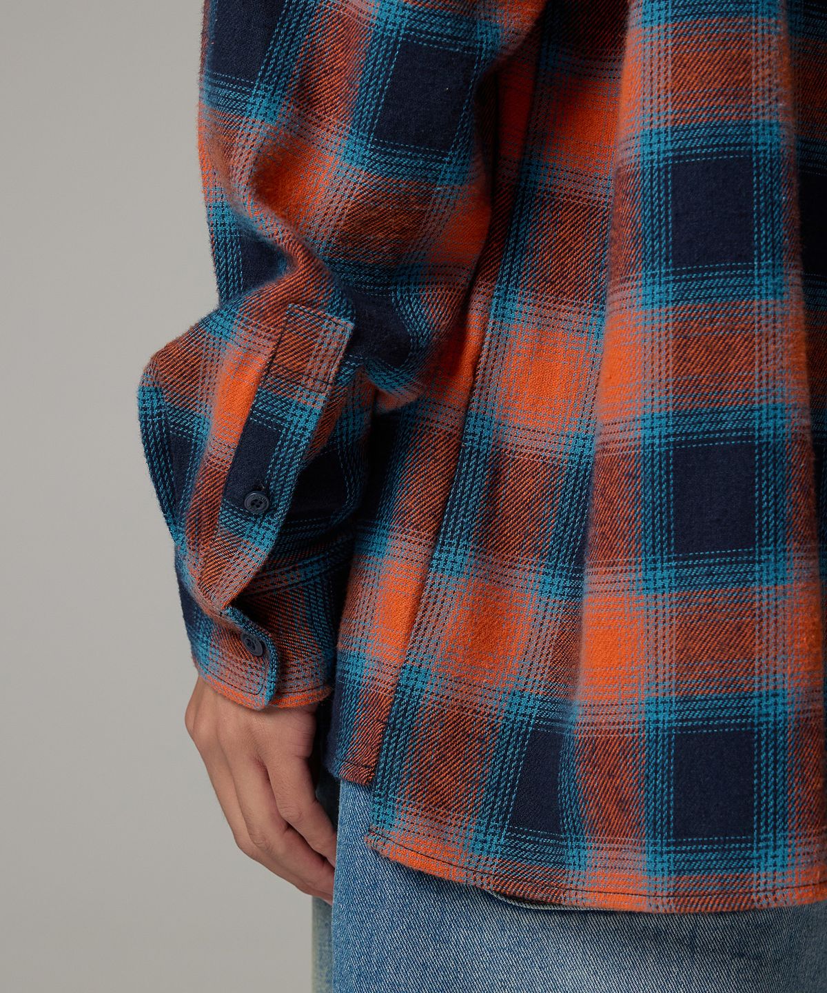 디키즈(DICKIES) 후디드 플란넬 셔츠 Orange