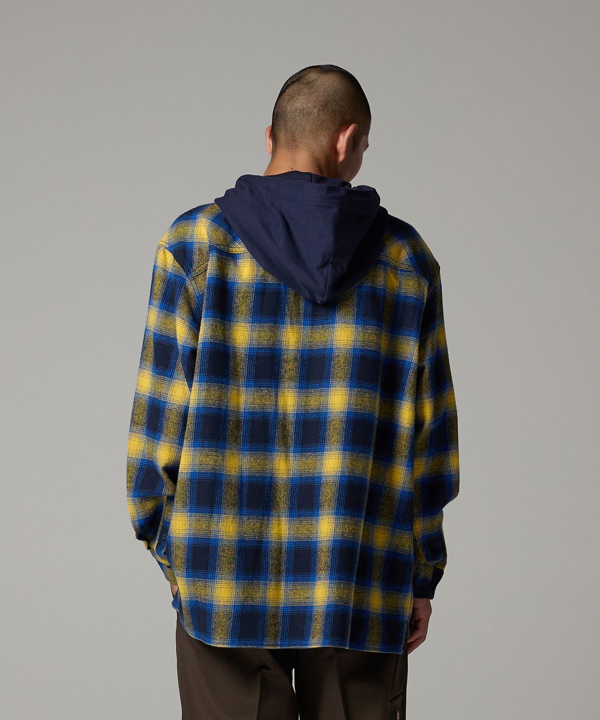 디키즈(DICKIES) 후디드 플란넬 셔츠 Yellow