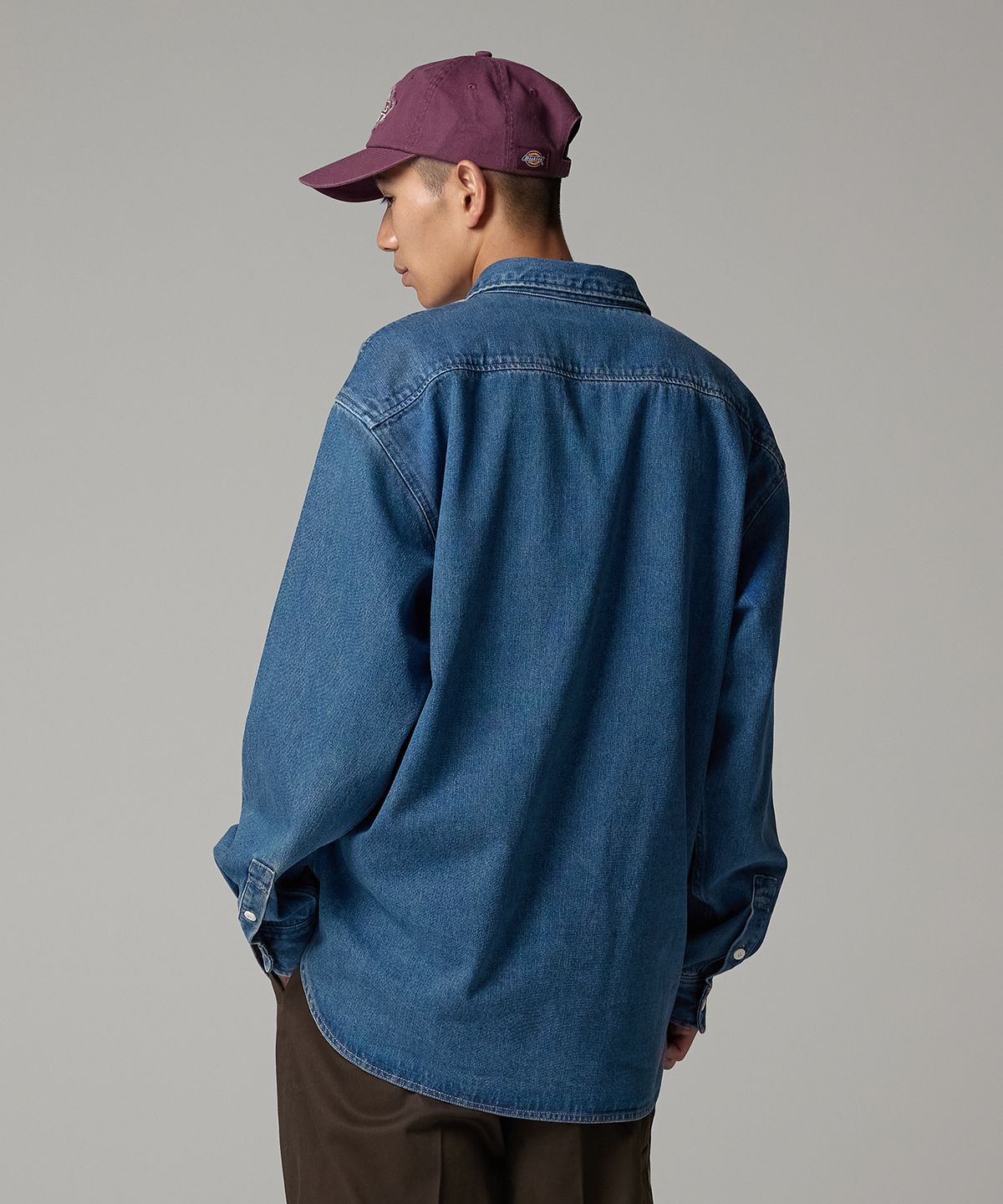 디키즈(DICKIES) 더블 포켓 워시드 데님 셔츠 Medium Blue