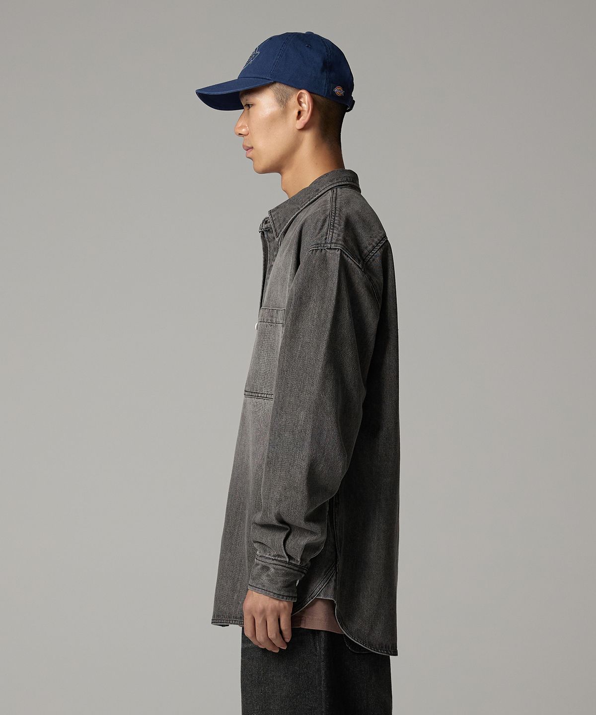 디키즈(DICKIES) 더블 포켓 워시드 데님 셔츠 Black