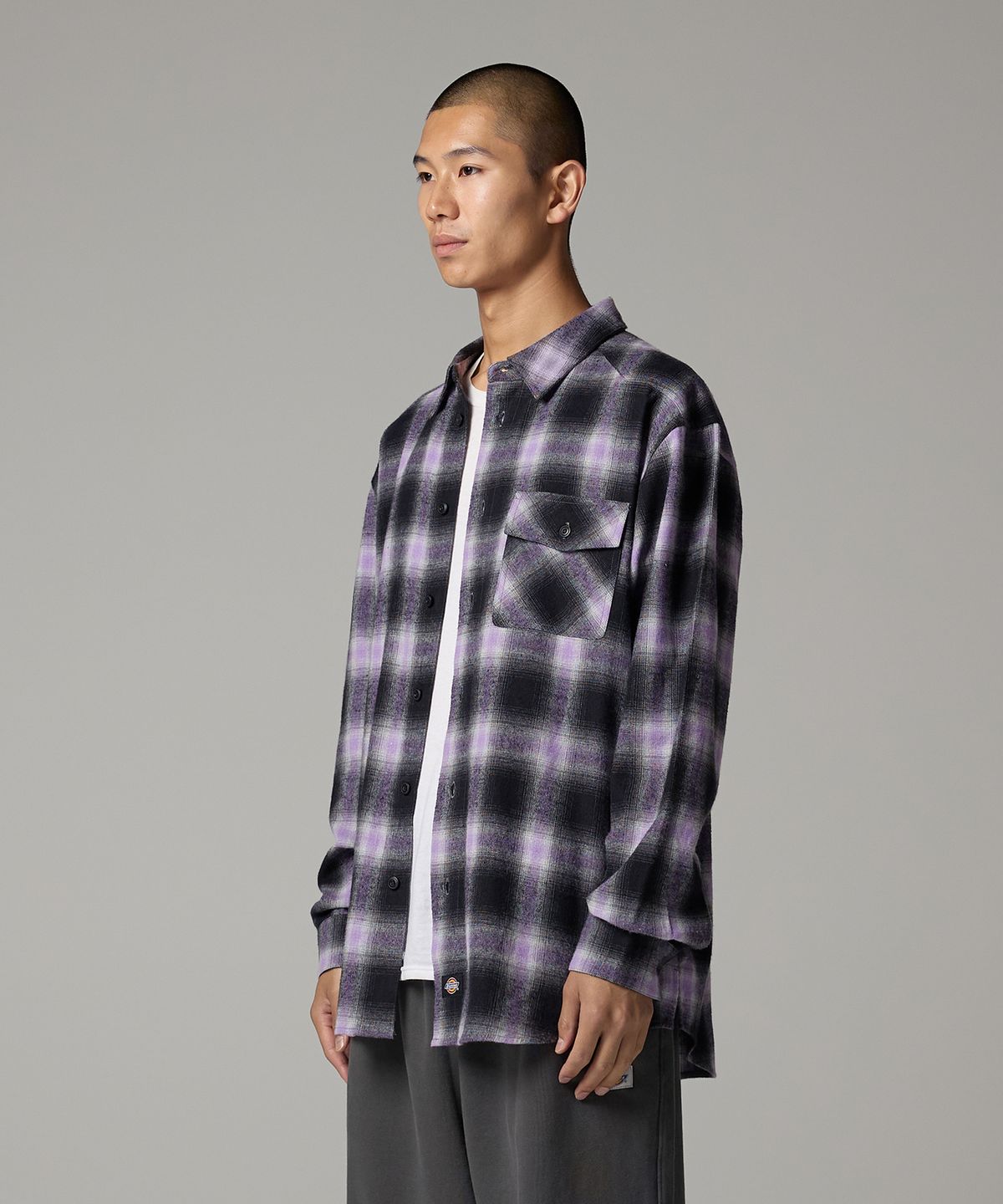 디키즈(DICKIES) 원 포켓 옴브레 셔츠 Purple