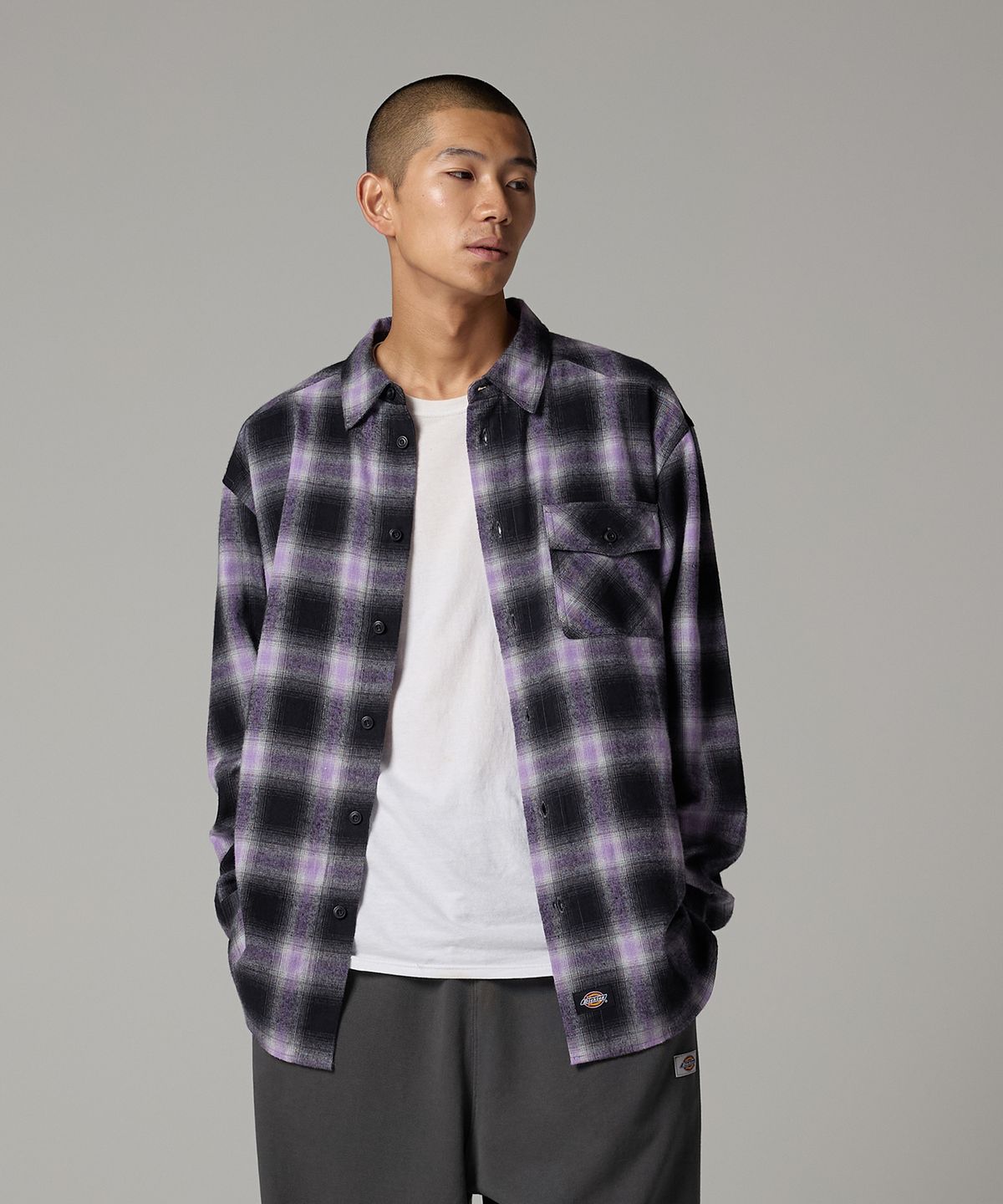 디키즈(DICKIES) 원 포켓 옴브레 셔츠 Purple