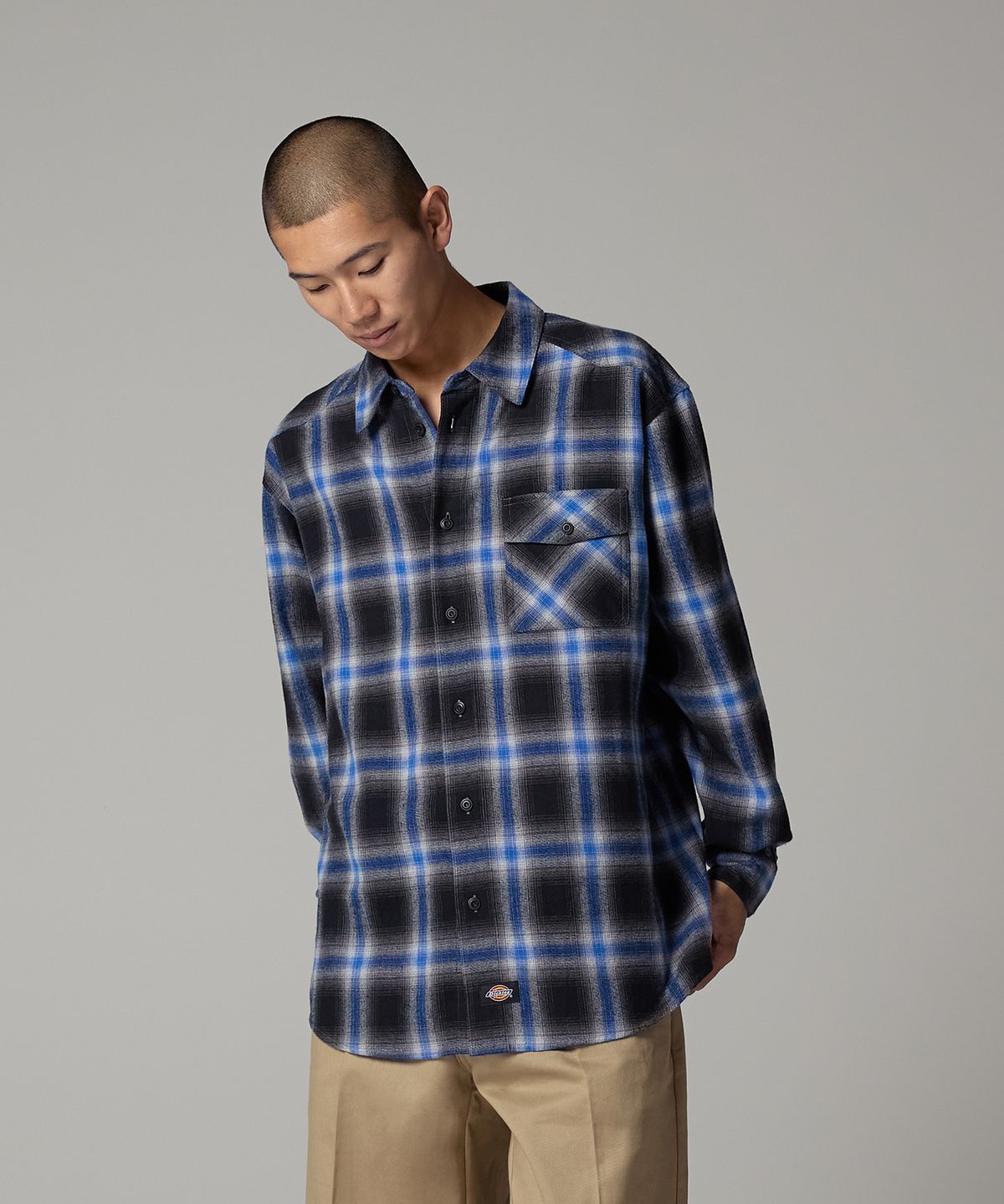 디키즈(DICKIES) 원 포켓 옴브레 셔츠 Blue
