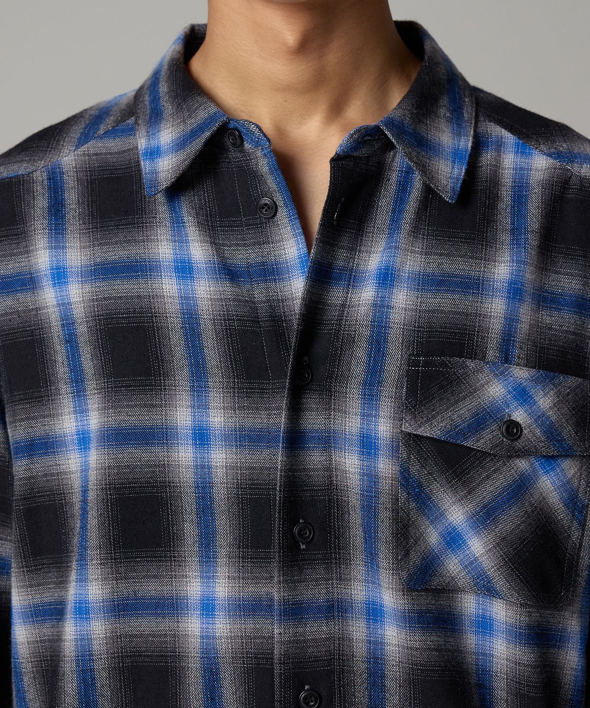 디키즈(DICKIES) 원 포켓 옴브레 셔츠 Blue