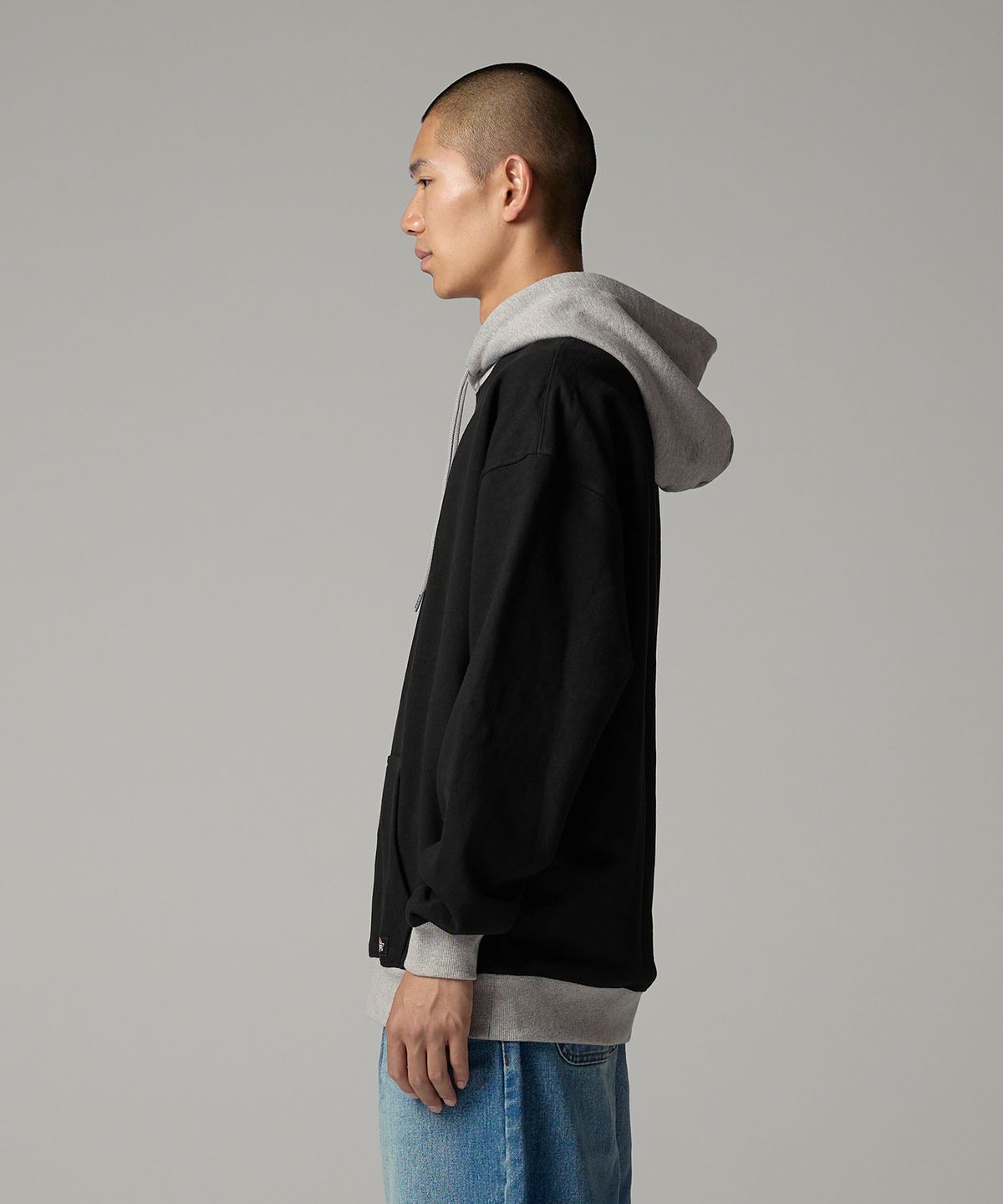 디키즈(DICKIES) 커시브 로고 투톤 후디 Black
