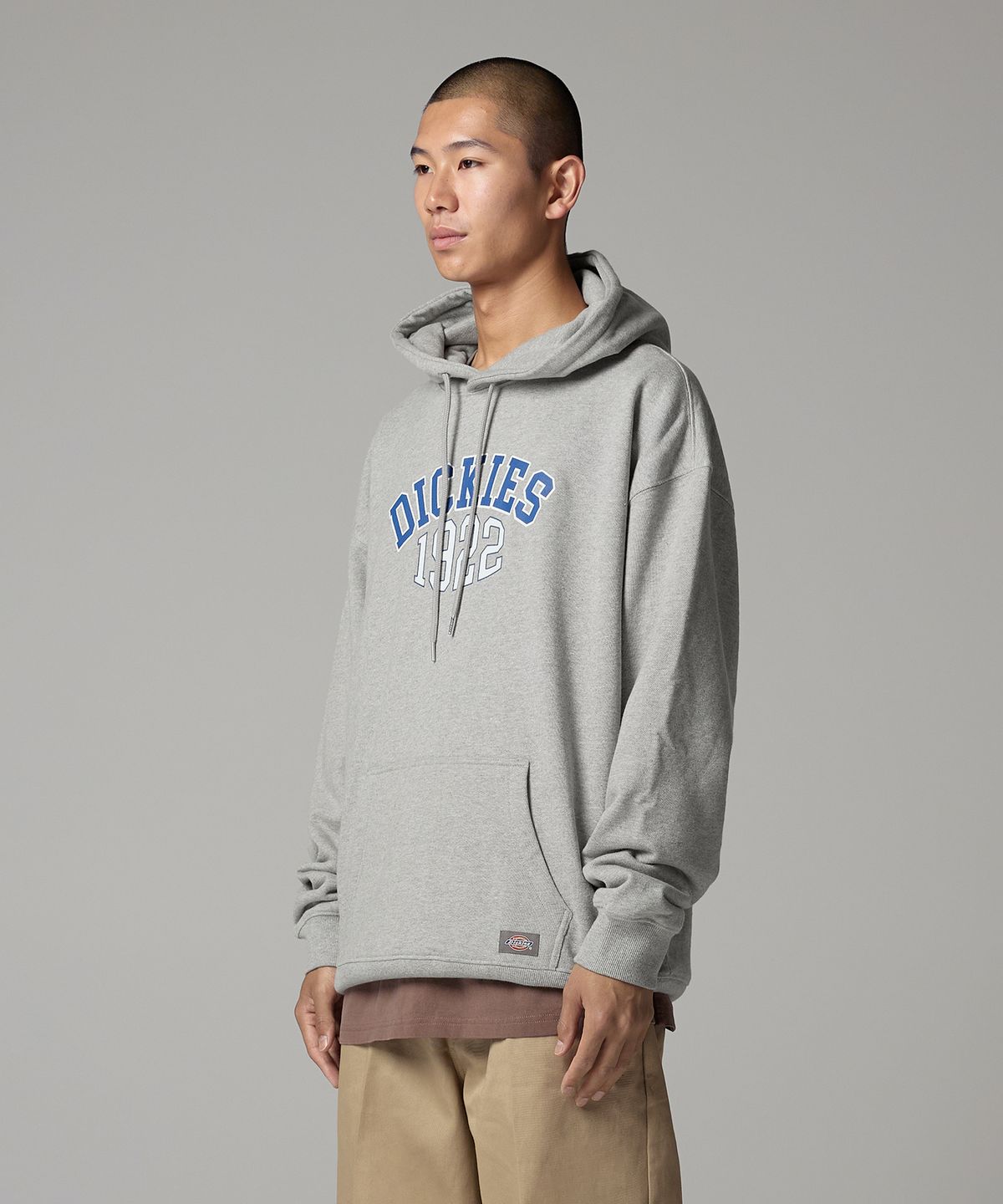 디키즈(DICKIES) 아치 폰트 로고 후디 Melange Gray