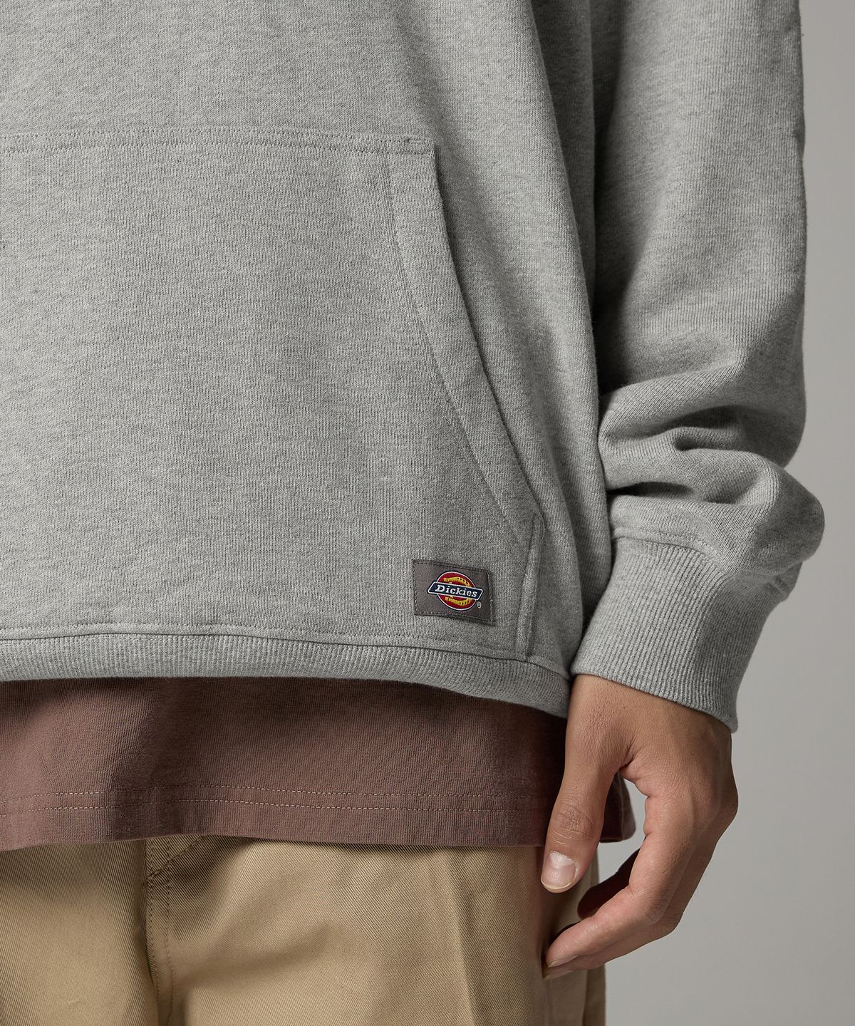 디키즈(DICKIES) 아치 폰트 로고 후디 Melange Gray