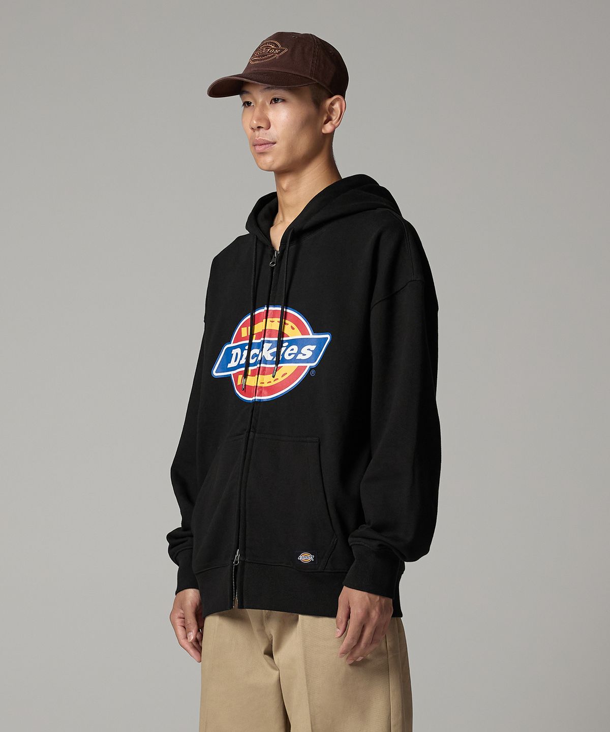 디키즈(DICKIES) 트리 로고 집업 후디 Black