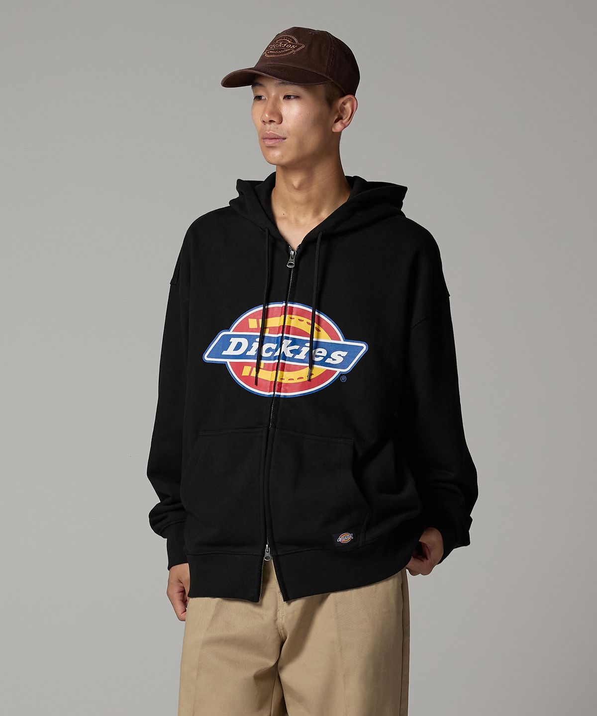디키즈(DICKIES) 트리 로고 집업 후디 Black