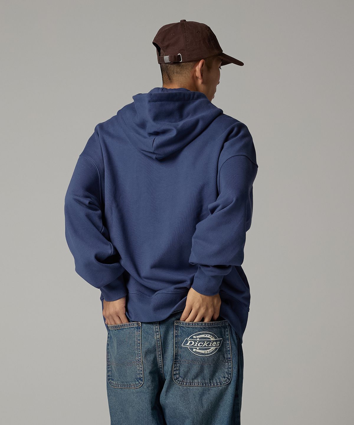 디키즈(DICKIES) 베이직 로고 후드 집업 Navy