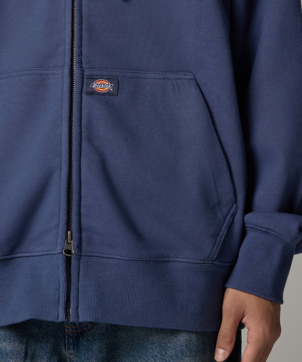 디키즈(DICKIES) 베이직 로고 후드 집업 Navy