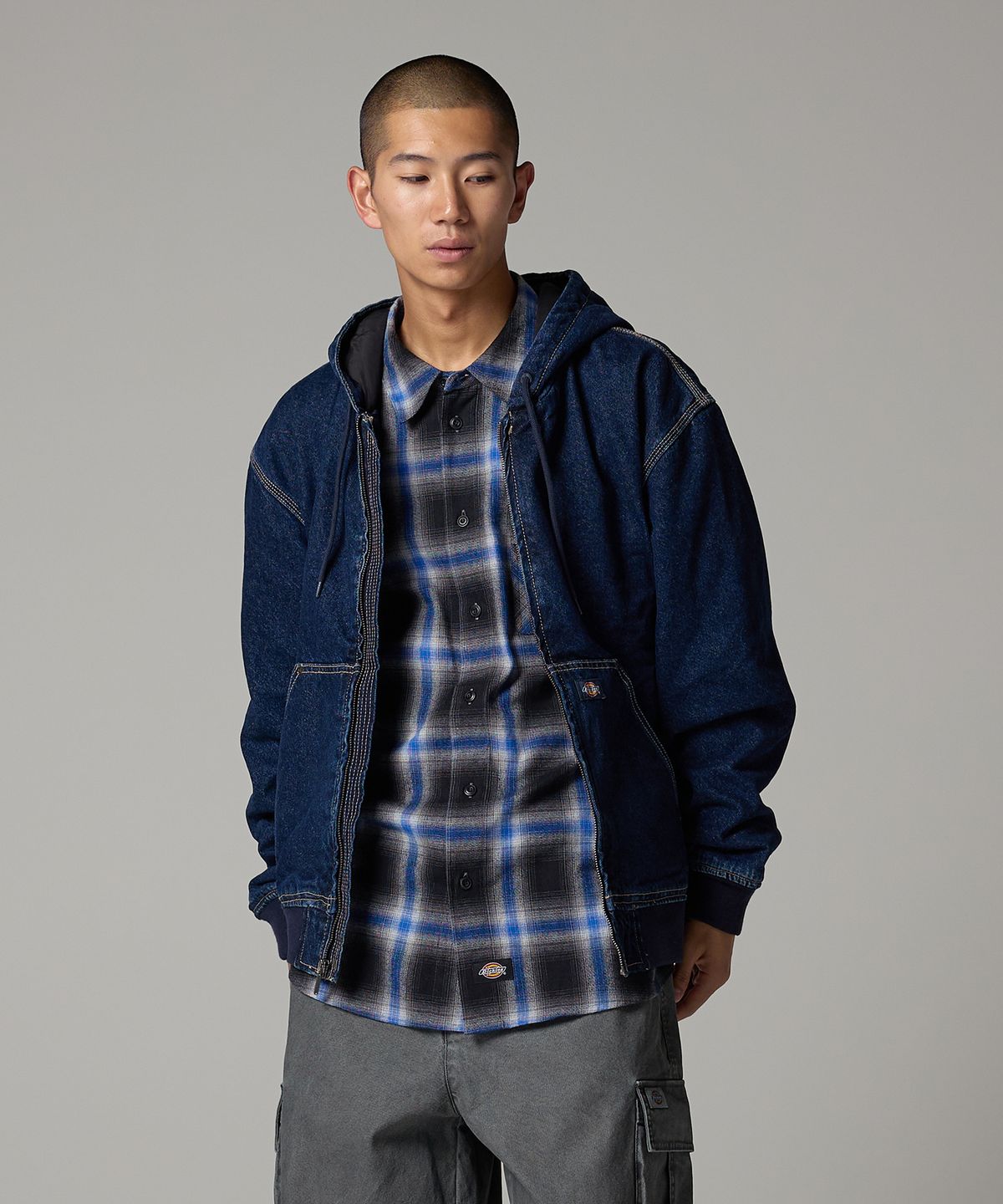 디키즈(DICKIES) 릴렉스드 데님 후드 집업 Dark Indigo