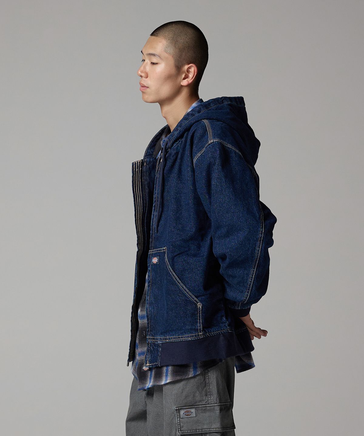 디키즈(DICKIES) 릴렉스드 데님 후드 집업 Dark Indigo