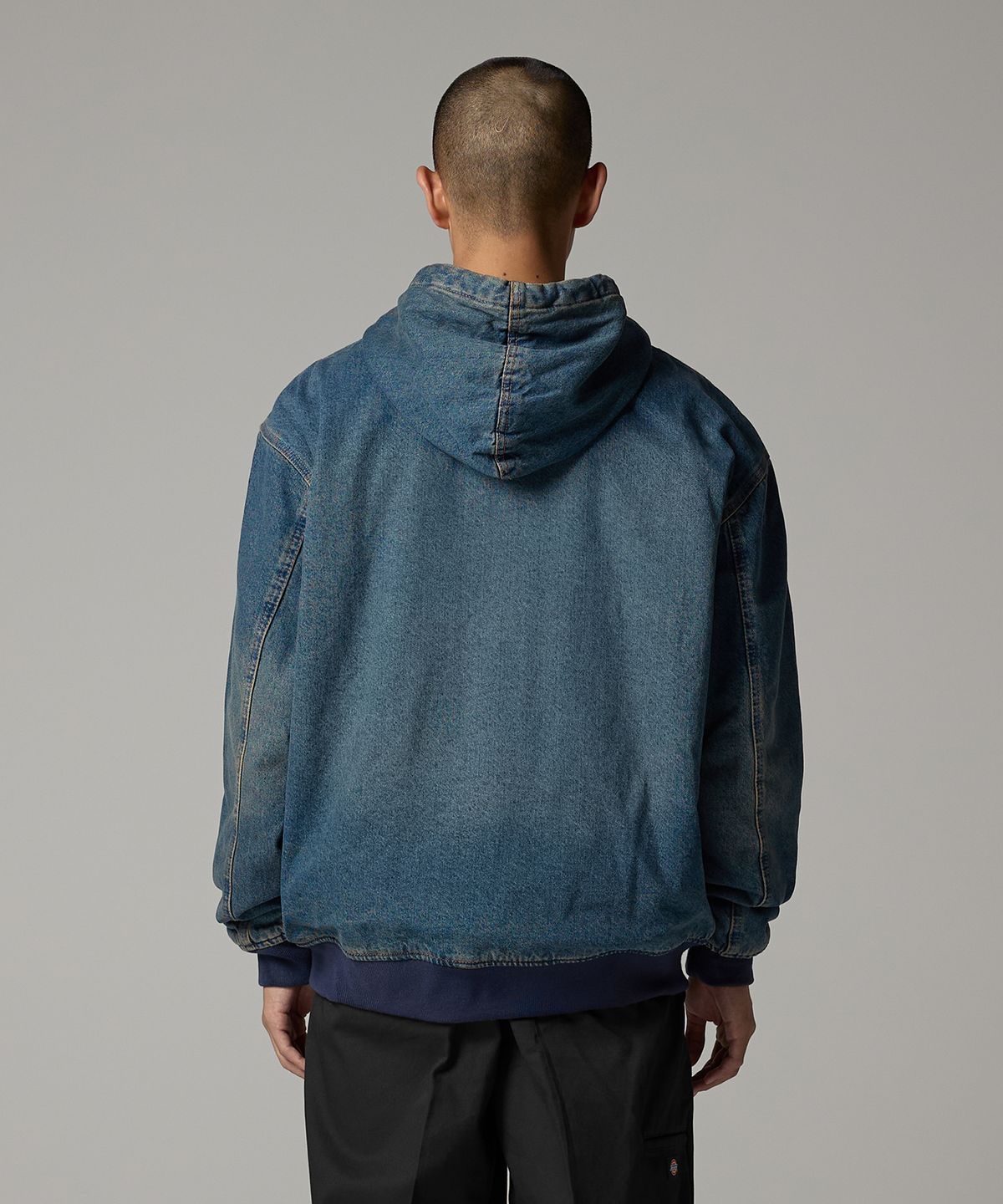 디키즈(DICKIES) 릴렉스드 데님 후드 집업 Khaki Tinted Blue