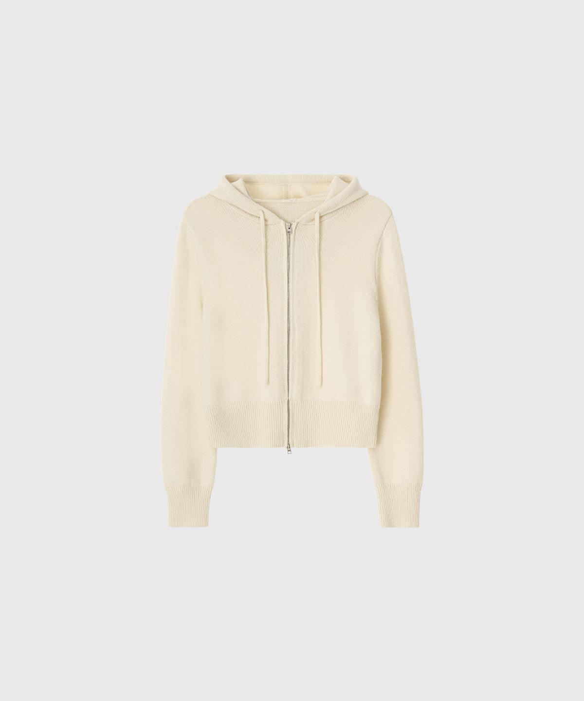 룩캐스트(LOOKAST) 플레인 울 후디 집업 니트_아이보리 / PLAIN WOOL HOODIE ZIP UP KNIT_IVORY