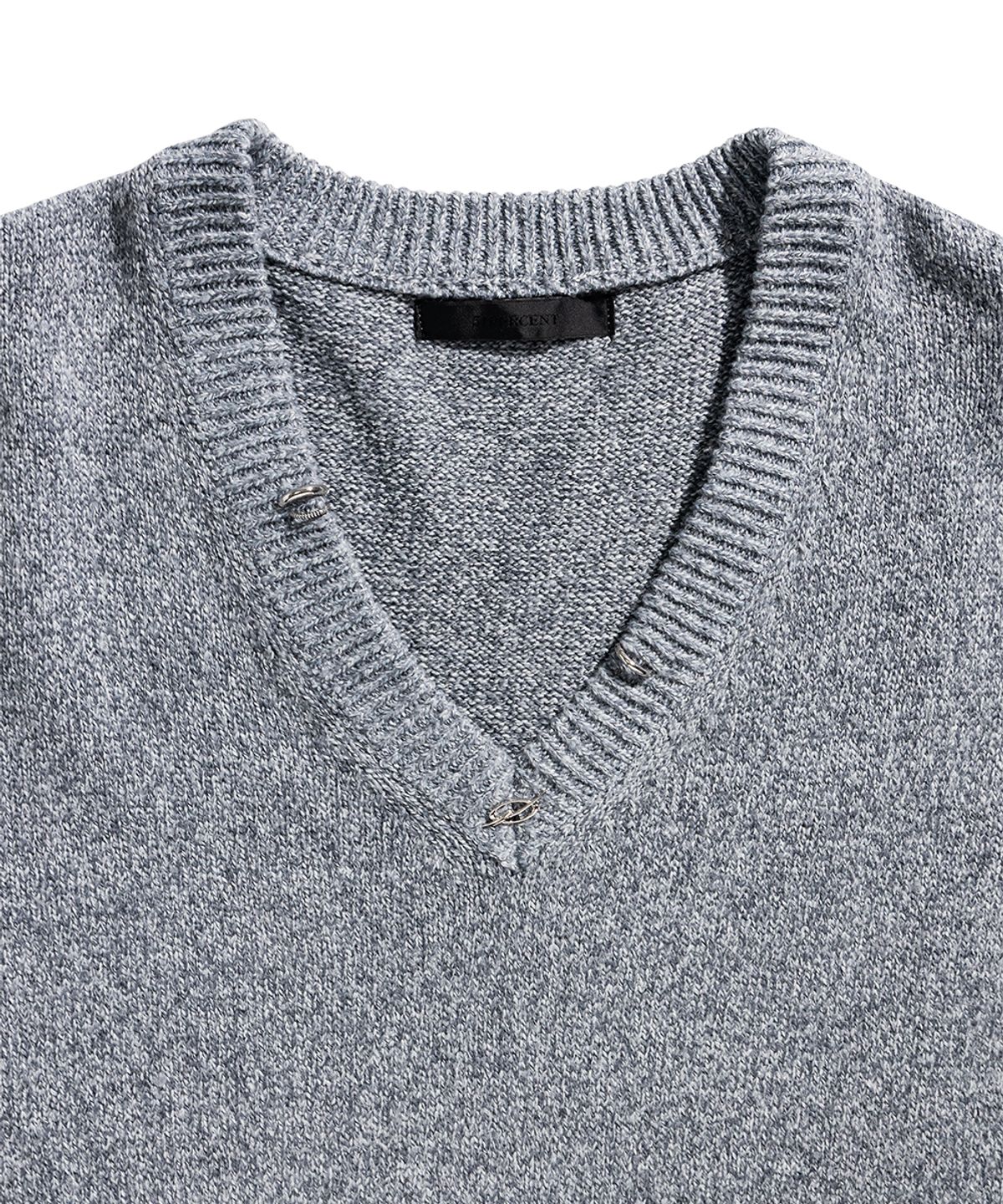 51퍼센트(51PERCENT) Piercing V Neck Knit - Grey