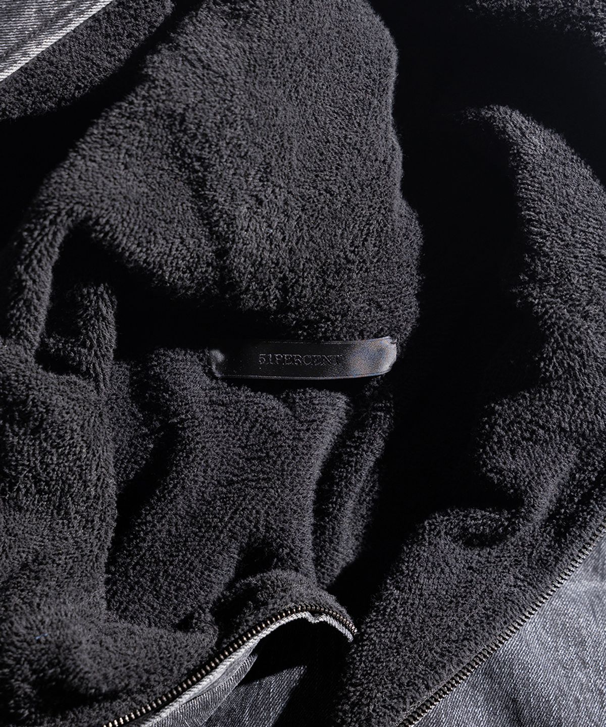 51퍼센트(51PERCENT) Oversized Denim Hoodie Zip-Up - Black
