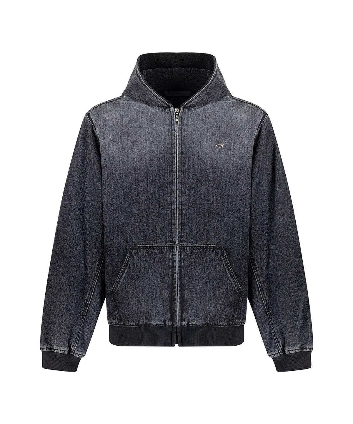 51퍼센트(51PERCENT) Oversized Denim Hoodie Zip-Up - Black