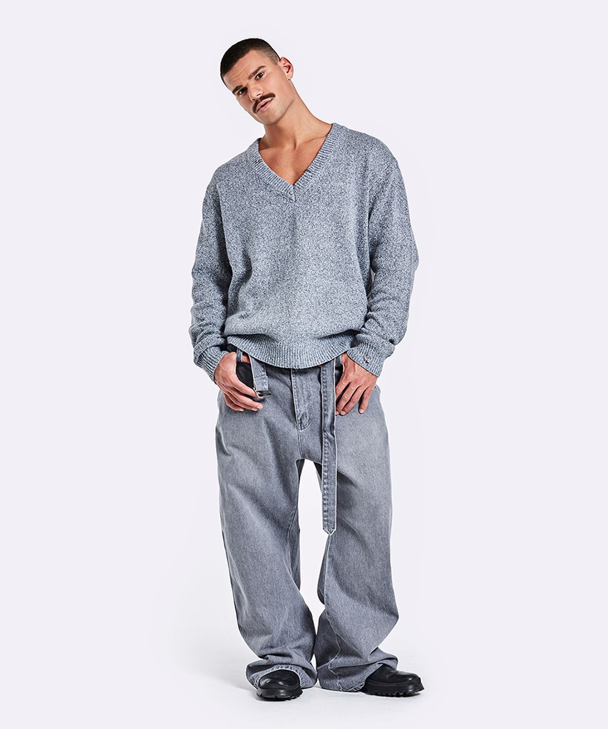 51퍼센트(51PERCENT) Belted Denim Pants - Grey