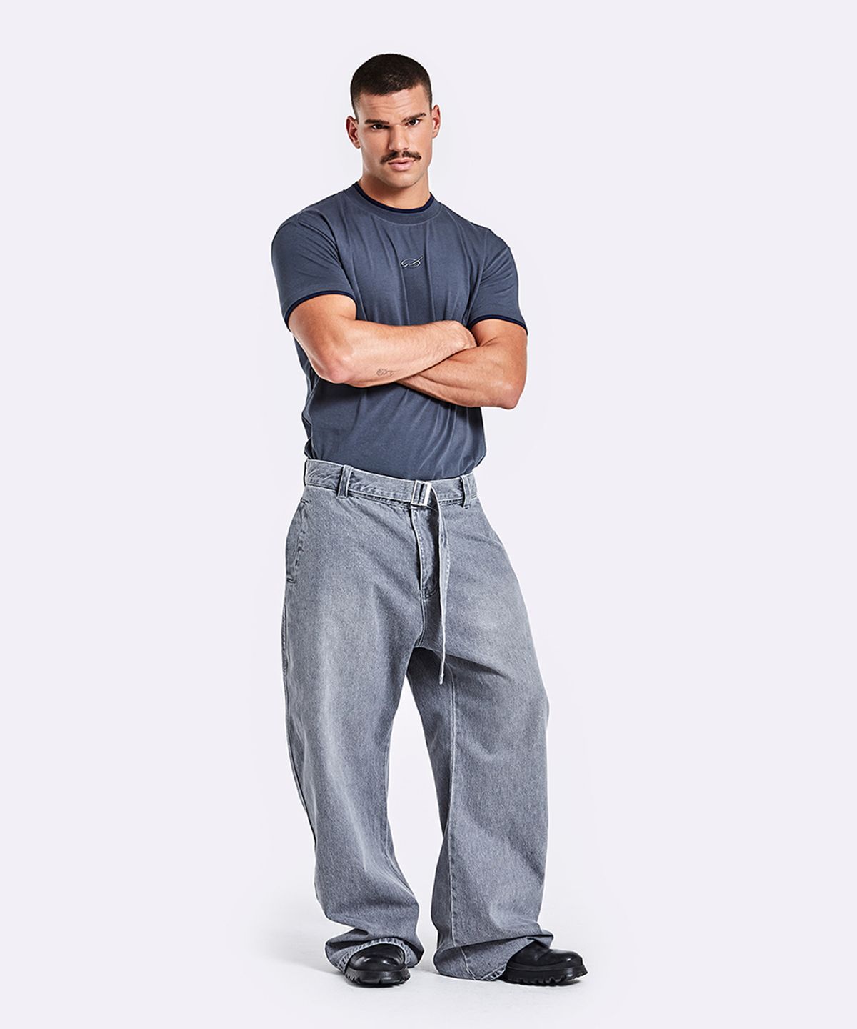 51퍼센트(51PERCENT) Ringer T-Shirt - Charcoal