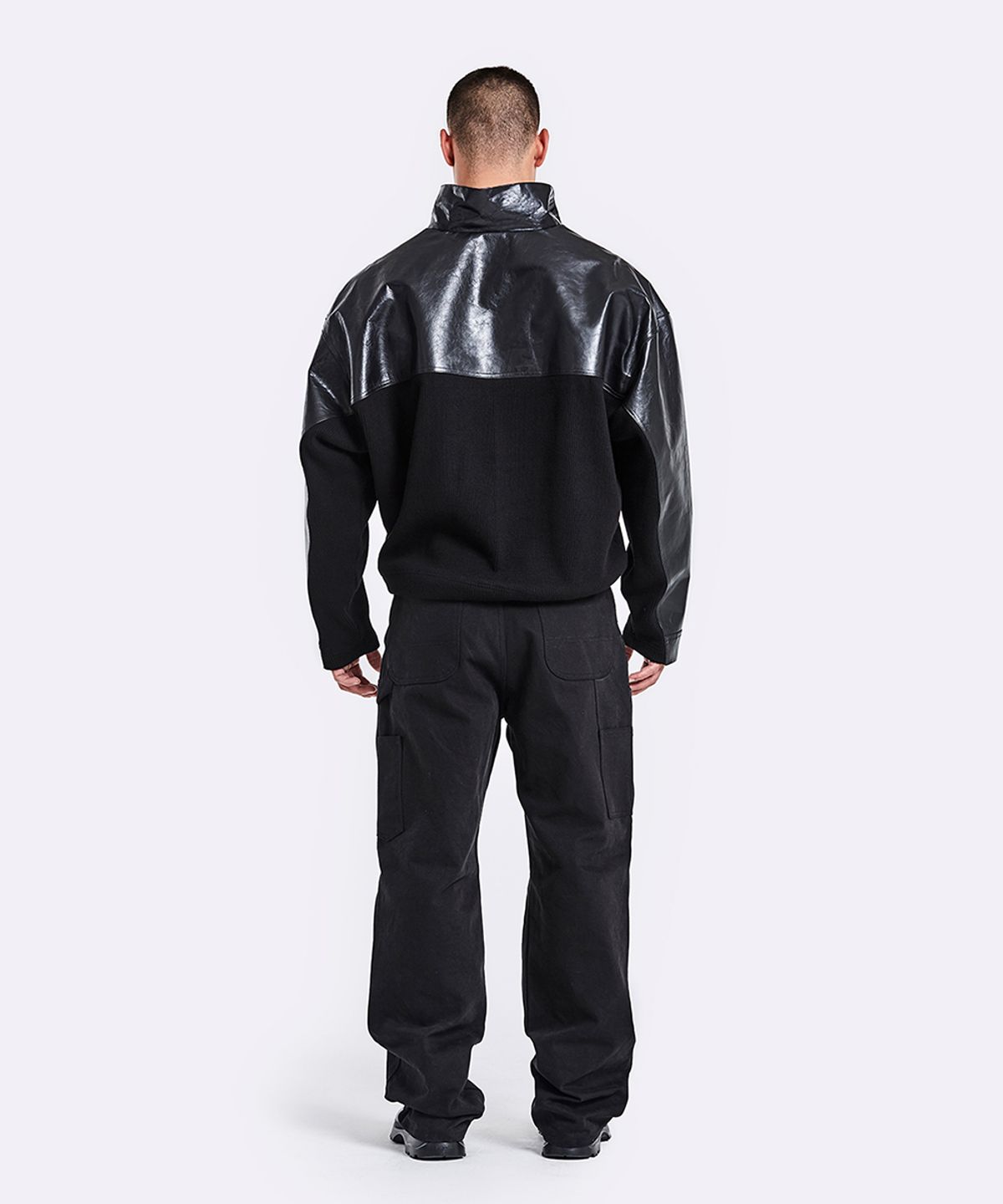 51퍼센트(51PERCENT) Leather Knit Anorak - Black