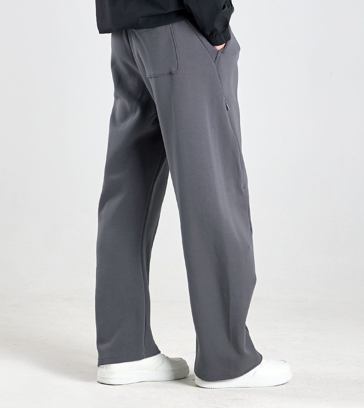 버튼서울(BUTTON SEOUL) 라이크라(LYCRA) 커브드 밴딩팬츠 (그레이)