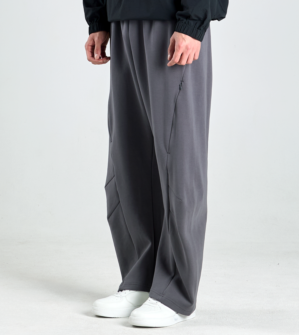 버튼서울(BUTTON SEOUL) 라이크라(LYCRA) 커브드 밴딩팬츠 (그레이)