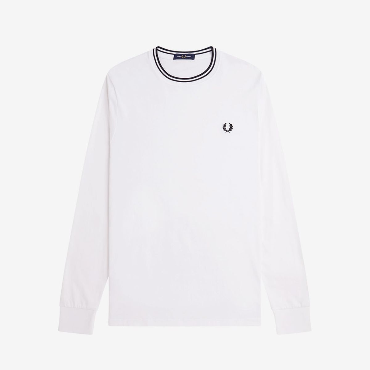 프레드페리(FRED PERRY) [Baseline] 롱슬리브 트윈 팁 티셔츠 - 화이트 AFPM2539602-100